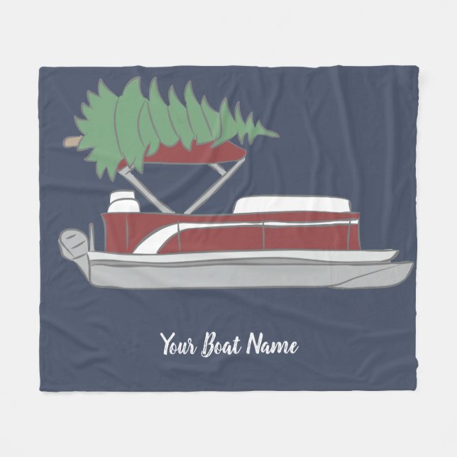 Pontoon Boat with Christmas Tree on Top Fleece Bla (Framsidan (Horisontell))