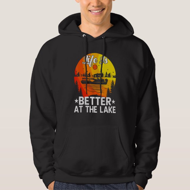 Pontoon Captain  At The Lake 1 Hoodie (Framsida)