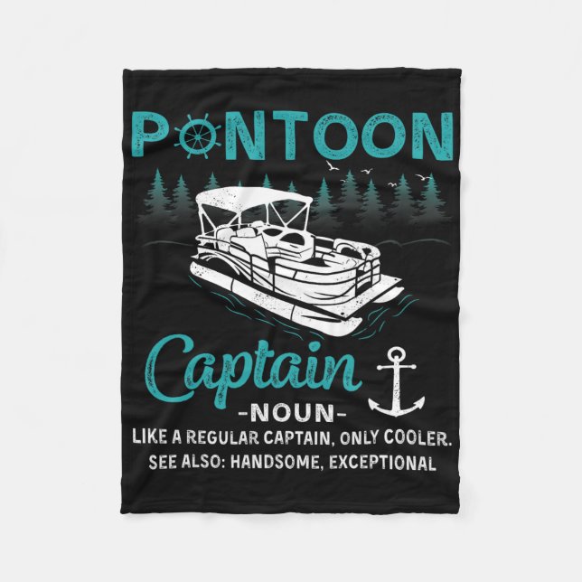 Pontoon Captain Definition Funny Pontoon Boat Boat Fleecefilt (Framsidan)