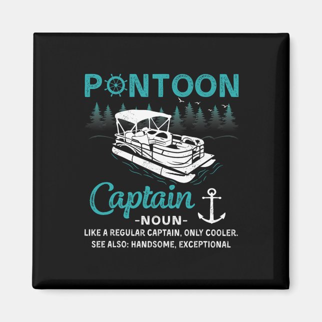 Pontoon Captain Definition Funny Pontoon Boat Boat Magnet (Framsidan)