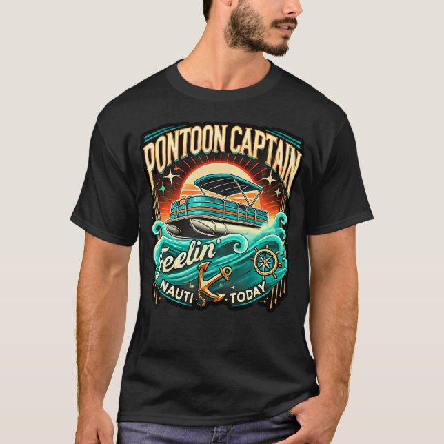 Pontoon Captain Men Pontoon Boat Captain Boating T Shirt (Framsida)