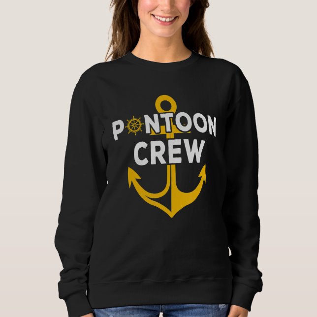 Pontoon Crew Boat Anchor kapten Captoon T Shirt (Framsida)