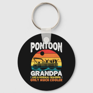 Pontoon Grandpa Kapten Retro Funny Boating Far Nyckelring