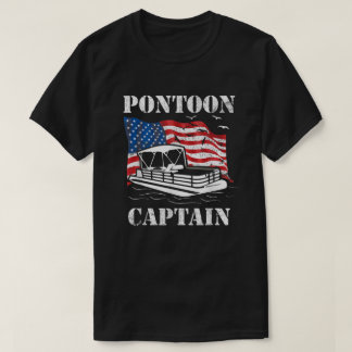Pontoon Kapten American Flagga Pontoon Boat Älskar T Shirt