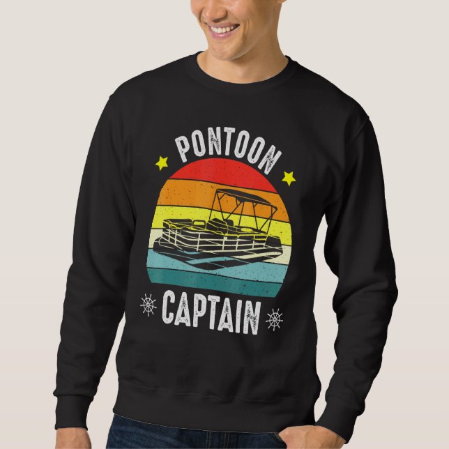 Pontoon Kapten Boating Boat Kapten Outfit Lång Ärmad Tröja (Framsida)