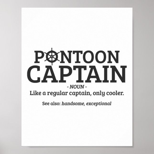 Pontoon Kapten Definition Funny Pontoon Boat Boat Poster (Framsidan)