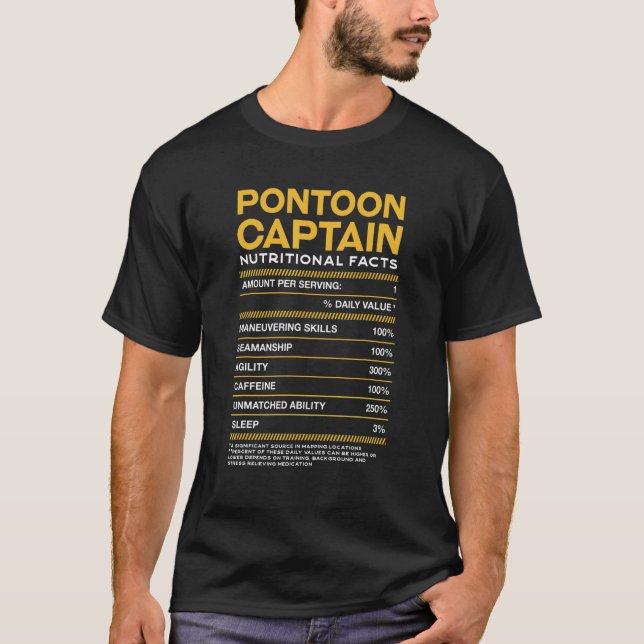 Pontoon Kapten Nutrition Facts Pontoon Boat T Shirt (Framsida)