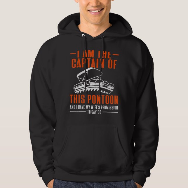 Pontoon Kapten, Pontoon Boat Hoodie (Framsida)