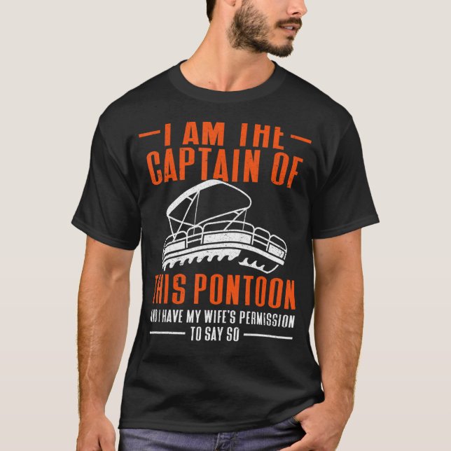 Pontoon Kapten, Pontoon Boat T Shirt (Framsida)