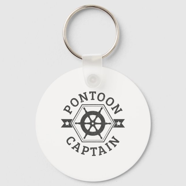 Pontoon Kapten - Pontooning Boat Nautical Nyckelring (Framsida)
