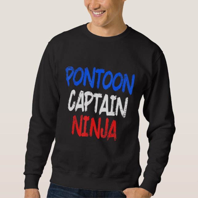 Pontoon Kapten Sailing Sailboat Sailor 5 Lång Ärmad Tröja (Framsida)