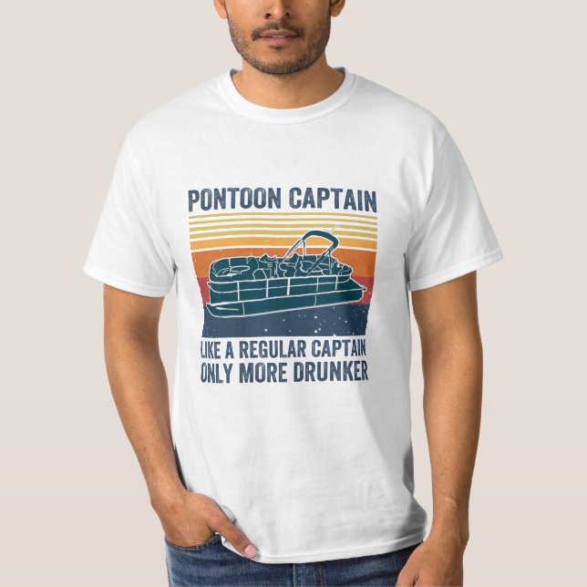 Pontoon kapten som en vanlig kapten-tröja t shirt (Framsida)