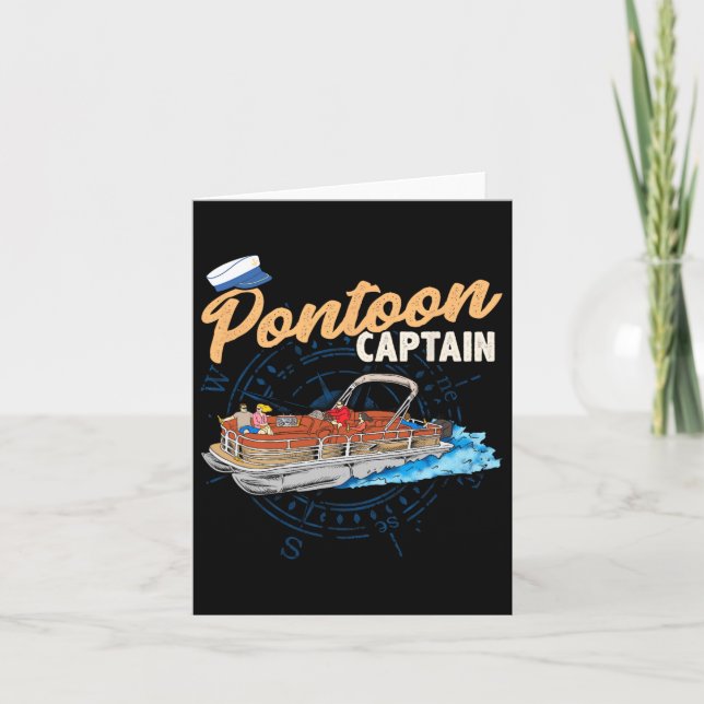 Pontoon kapten Tee Shirt Funny Pontoon Boating Kort (Framsida)