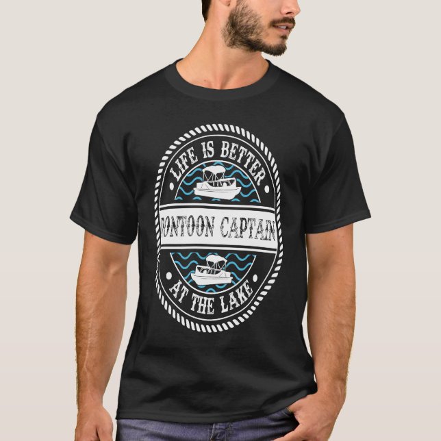 Pontoon Kapten vid Sjö T Shirt (Framsida)