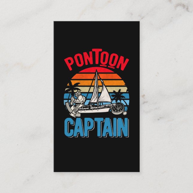 Pontoon Kapten Vintage Pontoon Boating Visitkort (Framsida)