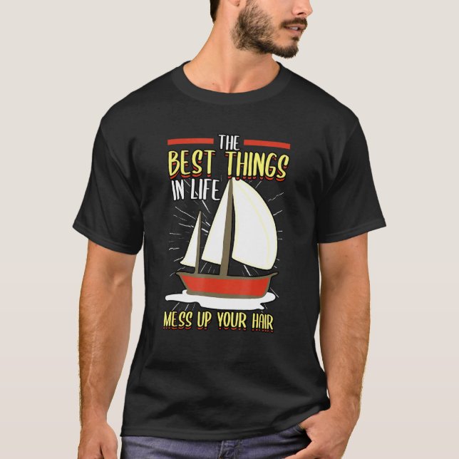 Pontoon med det bästa Saken i livet  upp ditt hår T Shirt (Framsida)
