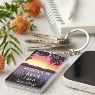 Pontoon Nycklar Sjö Sunset Anpassningsbar Keychain