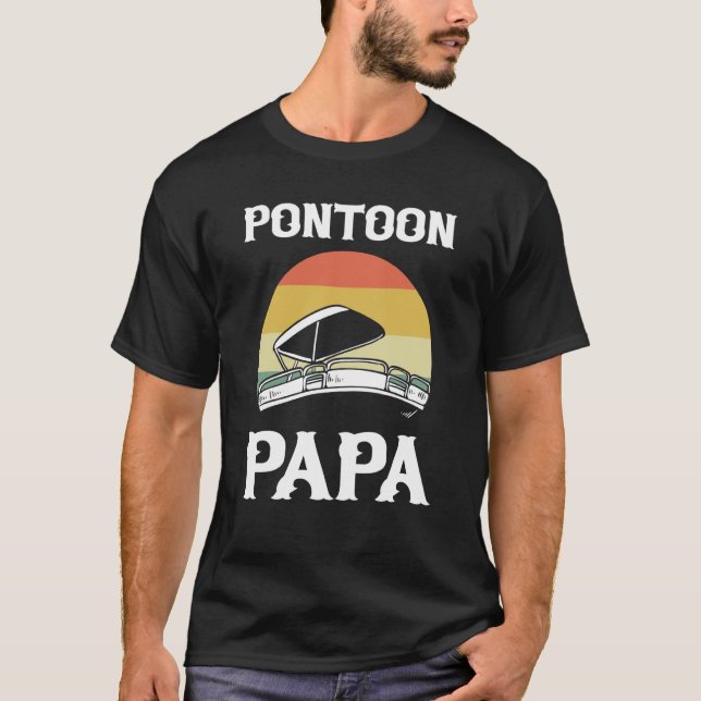 Pontoon Papa Pontoon Boating Boat Captain T Shirt (Framsida)