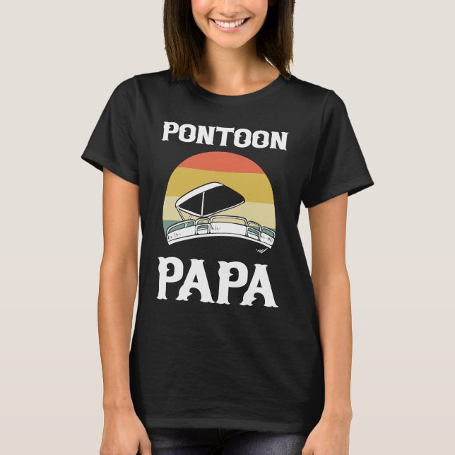 Pontoon Pappa Pontoon Boating Boat Kapten T Shirt (Framsida)