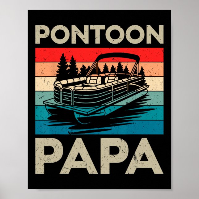 Pontoon Pappa Recto Boat kapten Pontoon Owner Papp Poster (Framsidan)