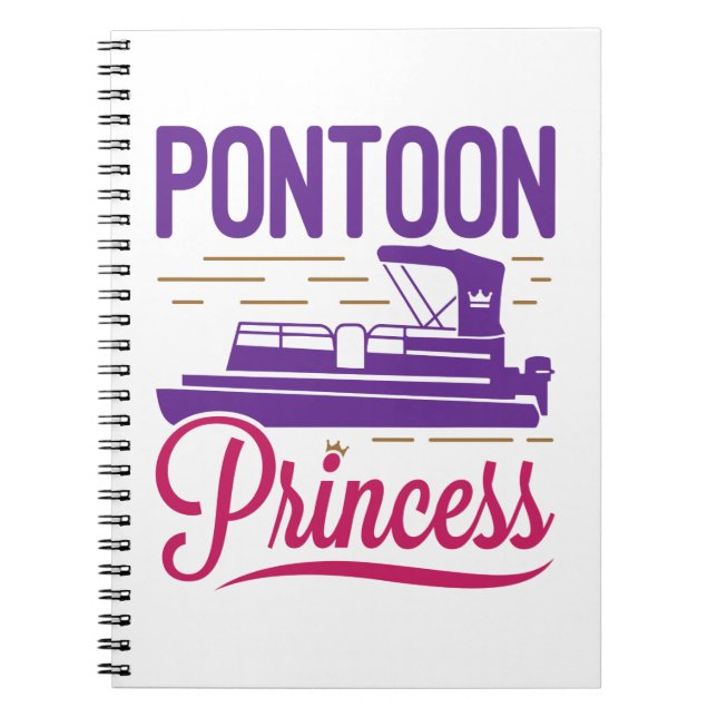 Pontoon Princess Pontooning Motor Boating Anteckningsbok (Framsidan)