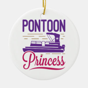 Pontoon Princess Pontooning Motor Boating Julgransprydnad Keramik