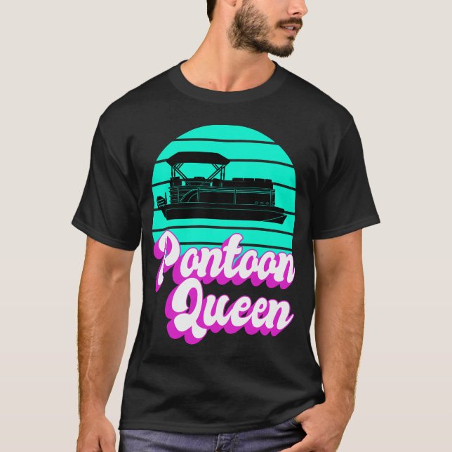 Pontoon Queen Boat Kapten Gift med hennes kvinnor T Shirt (Framsida)