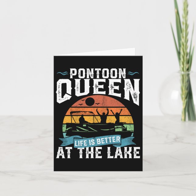 Pontoon Queen Funny Boating Sjö Pontooning Womens Kort (Framsida)