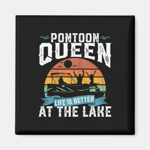 Pontoon Queen Funny Boating Sjö Pontooning Womens Magnet