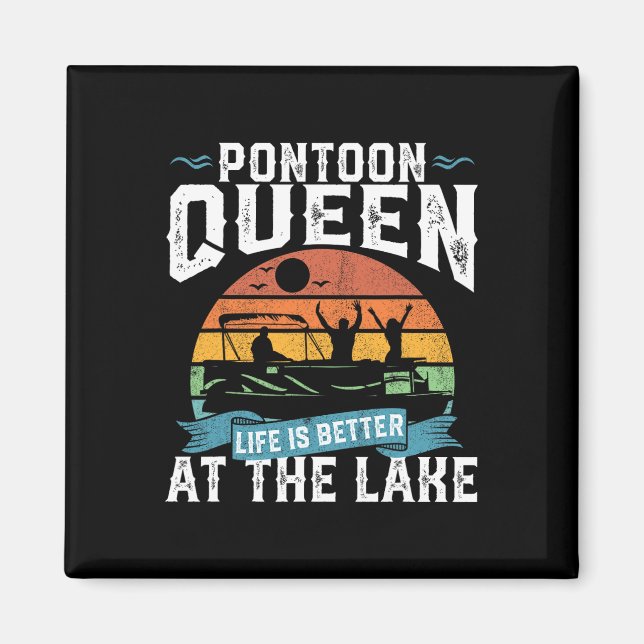 Pontoon Queen Funny Boating Sjö Pontooning Womens Magnet (Framsidan)