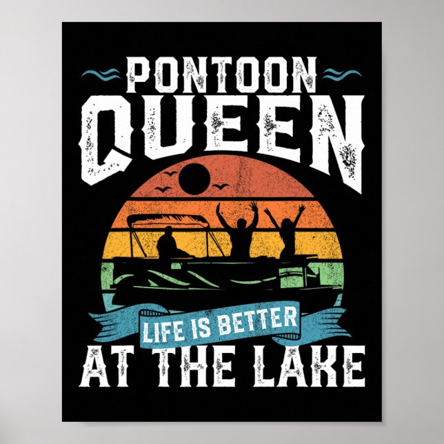 Pontoon Queen Funny Boating Sjö Pontooning Womens Poster (Framsidan)