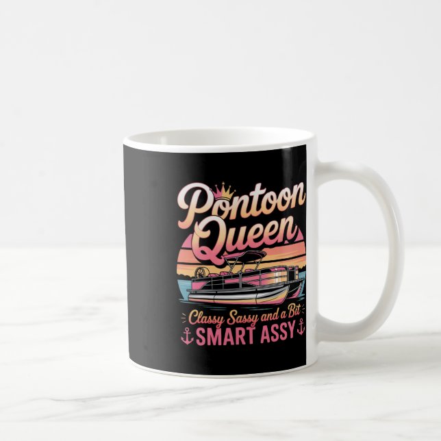Pontoon Queen Sy Funny Boating Party Tee Kaffemugg (Höger)