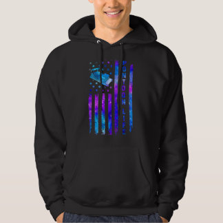Pontoon Sjö Life American US Flagga Galaxy Space m Hoodie