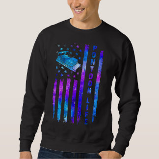 Pontoon Sjö Life American US Flagga Galaxy Space m Lång Ärmad Tröja
