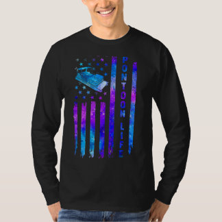 Pontoon Sjö Life American US Flagga Galaxy Space m T Shirt