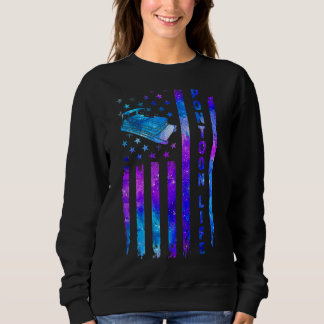 Pontoon Sjö Life American US Flagga Galaxy Space m T Shirt