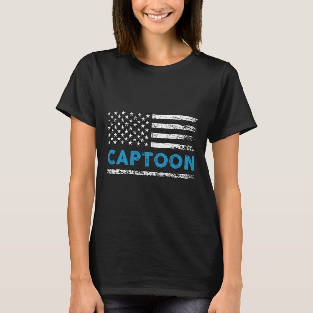 Pontoonbåt Captoon Pontoon Kapten Båttur  T Shirt (Framsida)