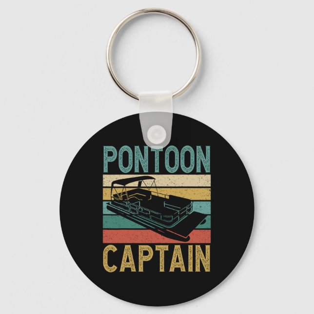 Pontoonbåtskapten Rolig Pontoonbåt Båttur Ca Nyckelring (Framsida)