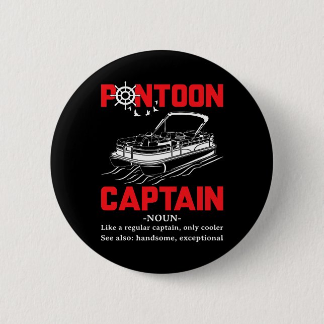 Pontoonkapten Definition Rolig Pontoonbåt Båt Knapp (Framsida)