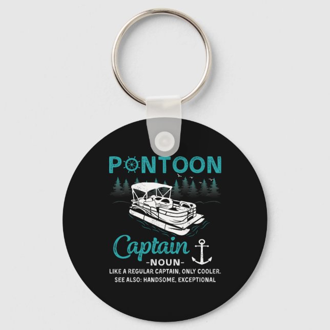 Pontoonkapten Definition Rolig Pontoonbåt Båt Nyckelring (Framsida)