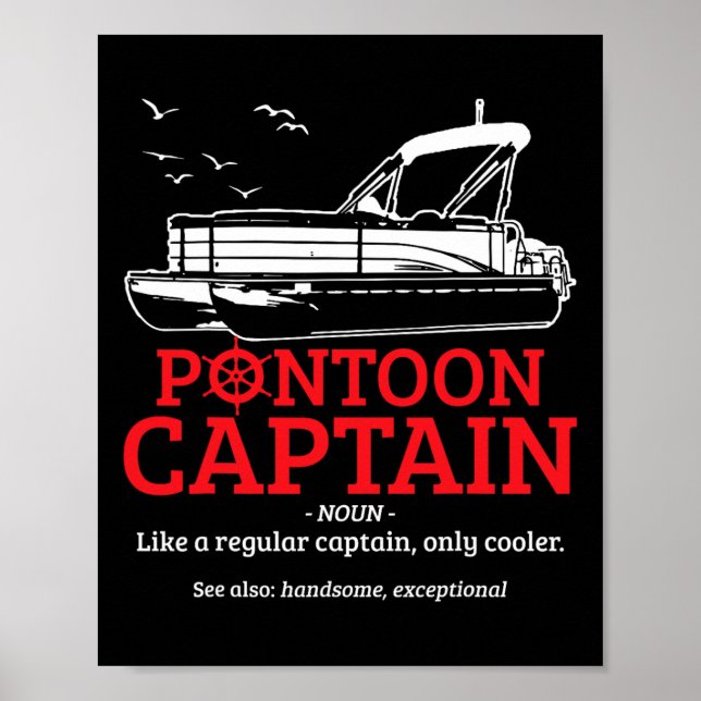 Pontoonkapten Definition Rolig Pontoonbåt Båt Poster (Framsidan)