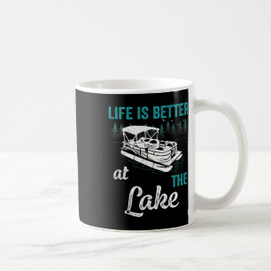 Pontoonkapten Livet Är Bättre Vid Sjön Pontoon Kaffemugg