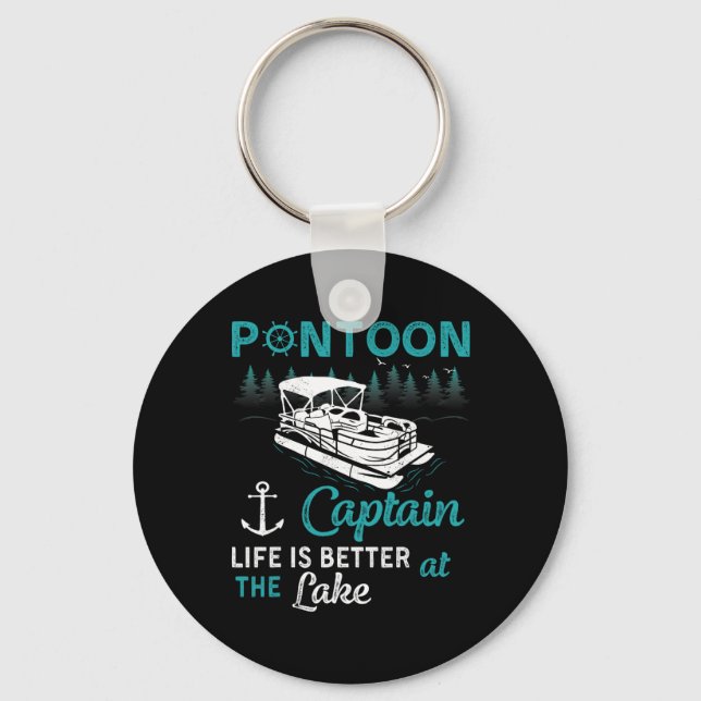 Pontoonkapten Livet Är Bättre Vid Sjön Pontoon Nyckelring (Framsida)