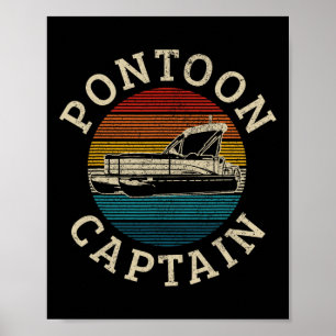 Pontoonkapten Vintage Pontoonbåtsutflykt Båttur Poster