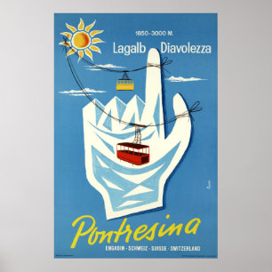 Pontresina Engadin, Schweitz, reser affischen Poster