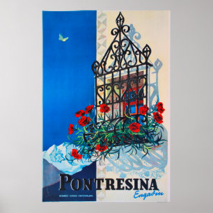 Pontresina ,Engadin, Schweiz, Ski Poster