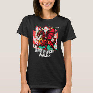 Pontrhydfendigaid Wales Welsh Flagga Y Ddraig Goch T Shirt