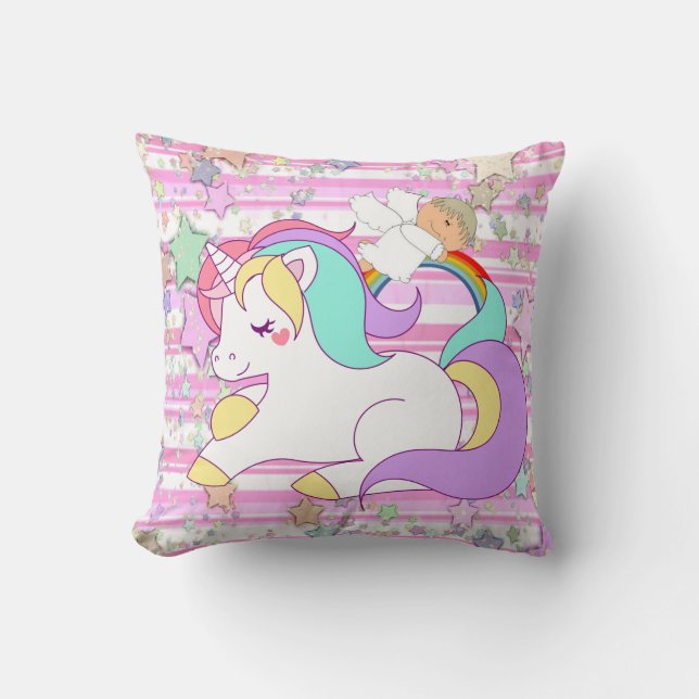 Pony Angel Rosa Rand Dekorativ kudde (Framsida)
