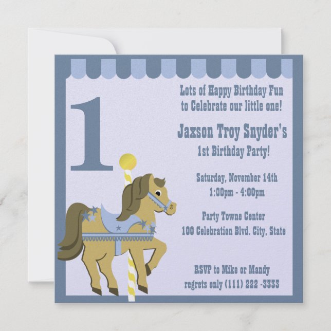 Pony/Birthday Inbjudningar (Framsida)