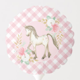 Pony blommigt och plaid Födelsedagsfest ballong
